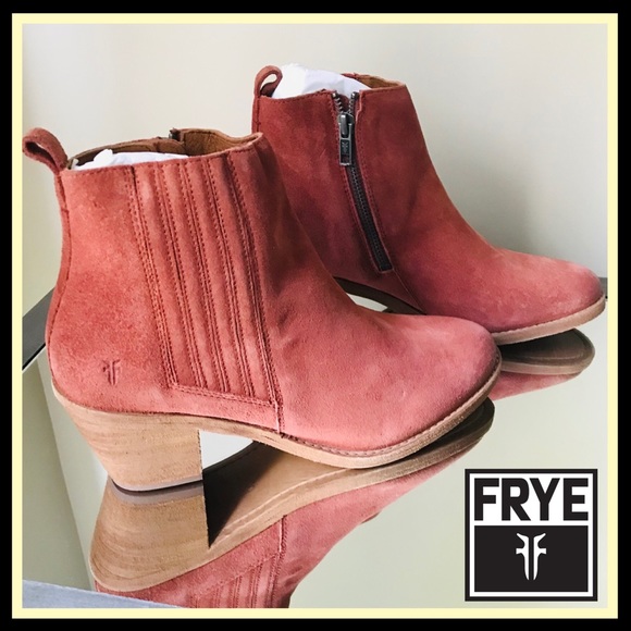 Frye Alton Suede Leather Chelsea Boots Rosewood - Picture 7 of 16